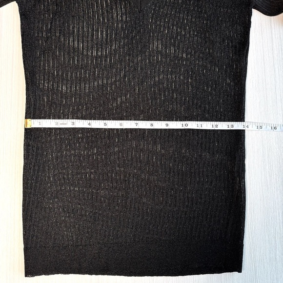 VINTAGE‎ ESPRIT Sheer V Neck Sweater Size XS Black Pullover Lurex Knit Rave EDM - Picture 7 of 11
